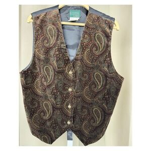 Vintage 90s Paisley Tapestry Vest Women's Cotton Boho Western Cottagecore Small